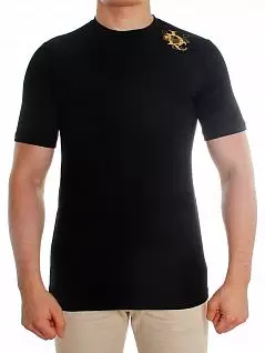 Мужественная черная футболка из высококачественных материалов с оригинальным принтом на плече Don Jose 94238 черный распродажа